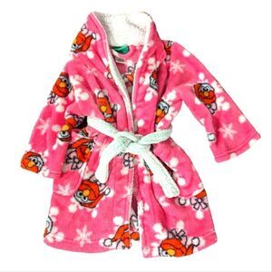 Sesame Street girls Santa Elmo hot pink fleece robe size 2T‎